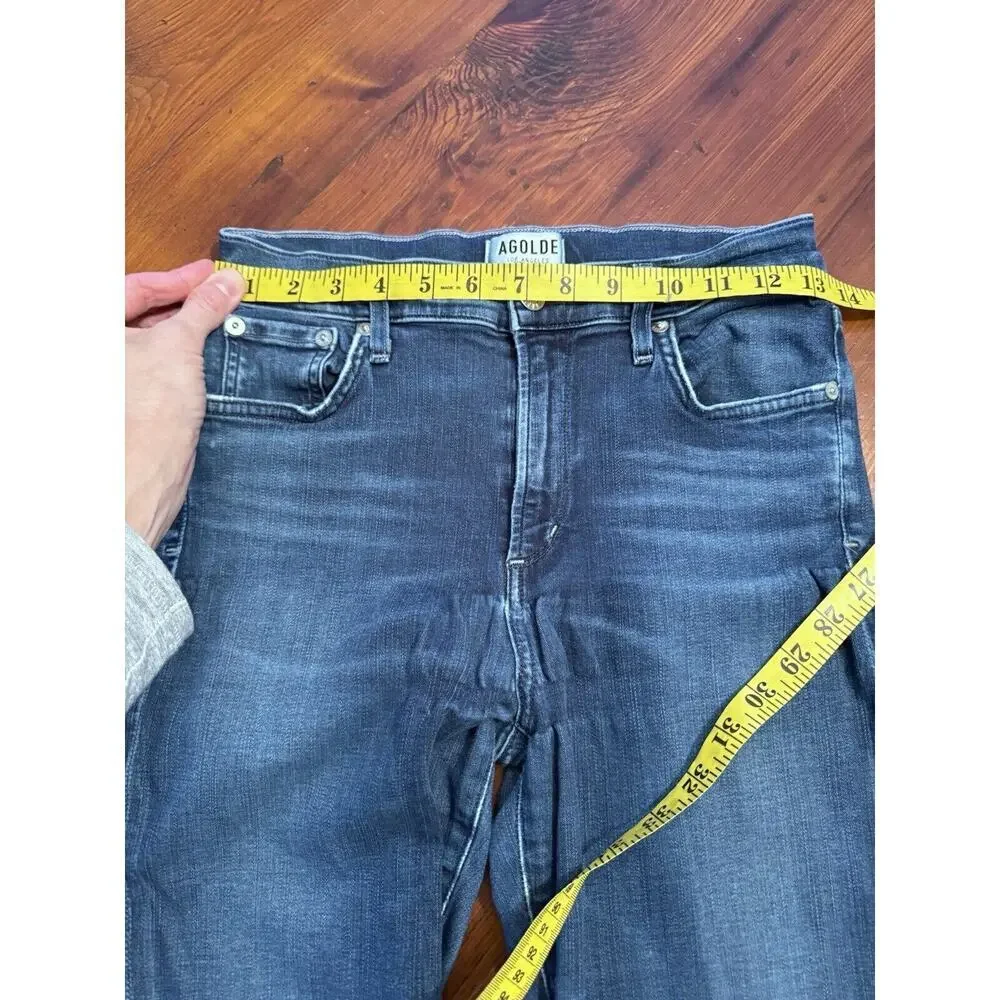 AGOLDE Sophie High Rise Crop Skinny Raw Hem Indigo Jeans Size 28 - Picture 8 of 9
